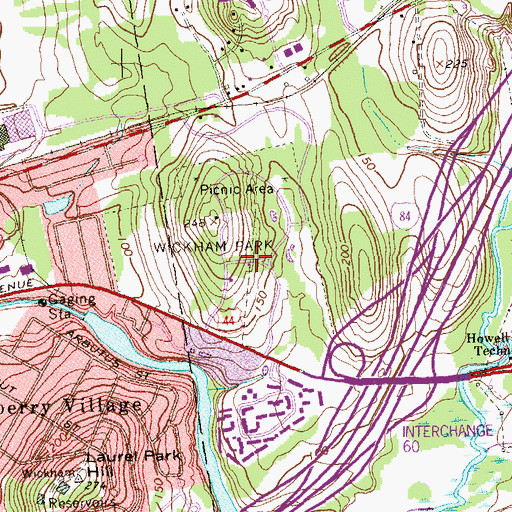 Topographic Map of Wickham Park, CT