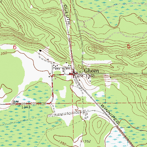 Topographic Map of Gheen Post Office, MN