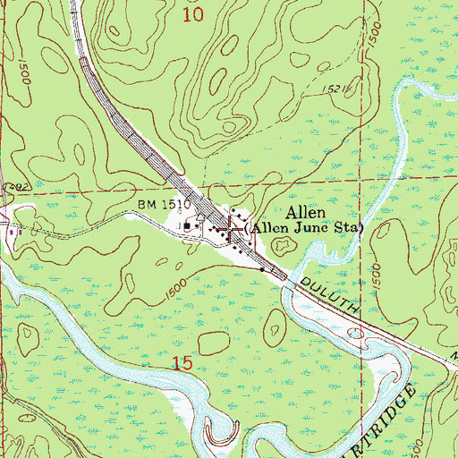 Topographic Map of Allen Post Office (historical), MN