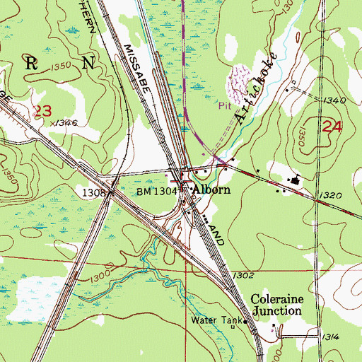 Topographic Map of Alborn Station, MN