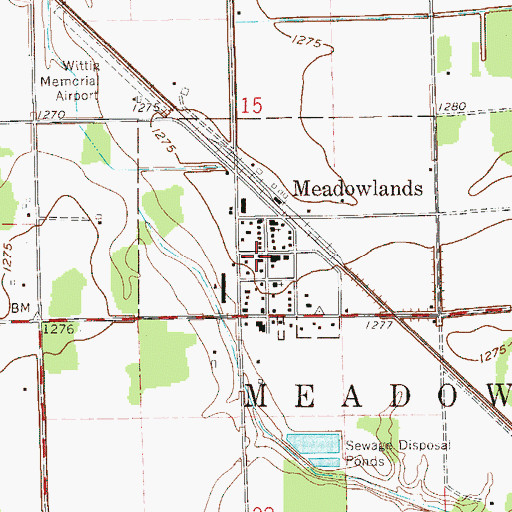 Topographic Map of Meadowlands Post Office, MN