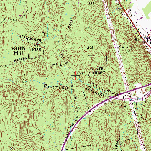 Topographic Map of Wigwam Brook, CT