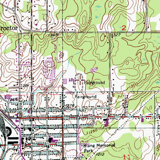 Topographic Map of Proctor Speedway/Fairgrounds, MN