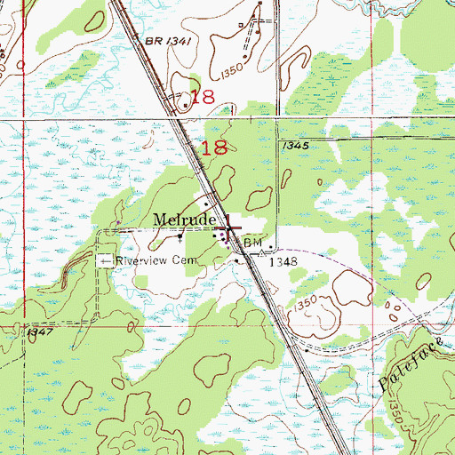 Topographic Map of Melrude Station, MN