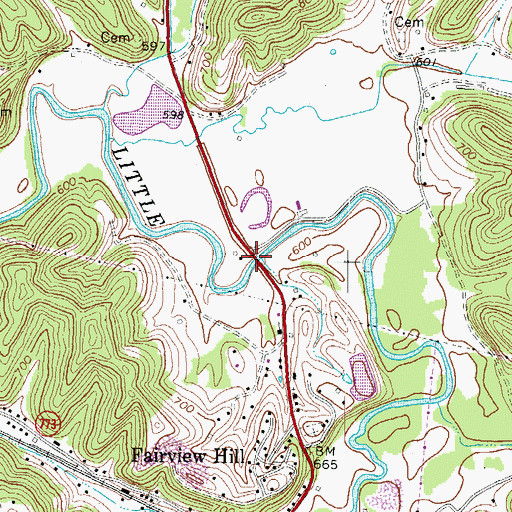 Topographic Map of Little Fork Bridge (historical), KY