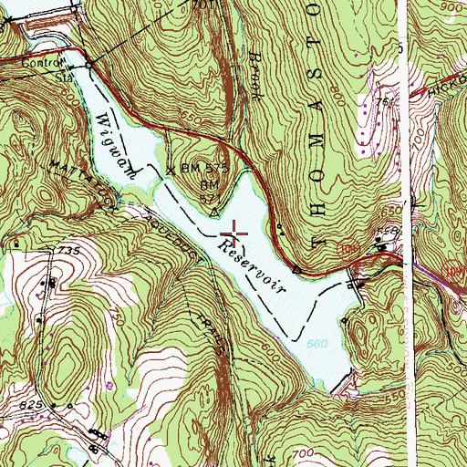 Topographic Map of Wigwam Reservoir, CT