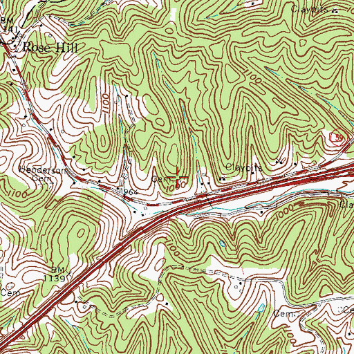 Topographic Map of Ash Cemetery, KY