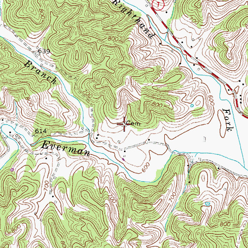 Topographic Map of Seaton Cemetery, KY