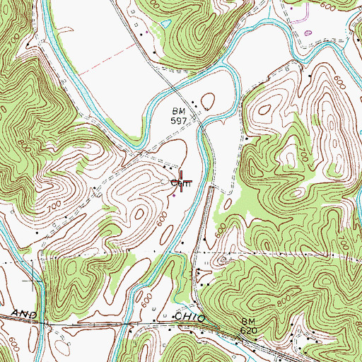 Topographic Map of Vincent Cemetery, KY