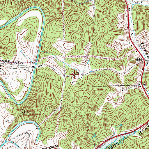 Topographic Map of Walker Cemetery, KY