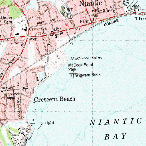 Topographic Map of Wigwam Rock, CT