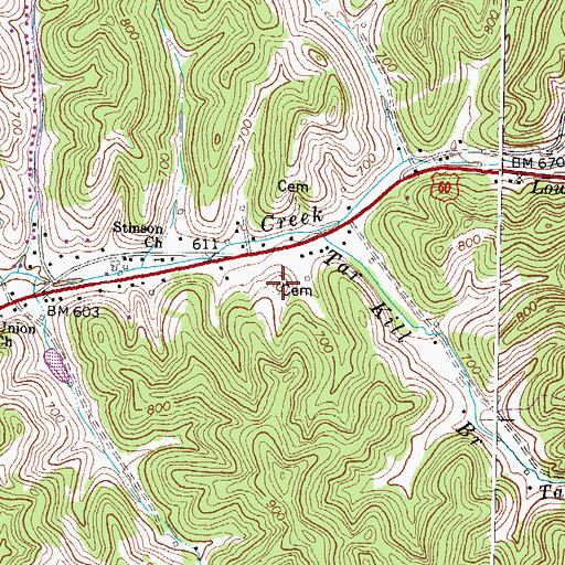 Topographic Map of Burton Cemetery, KY