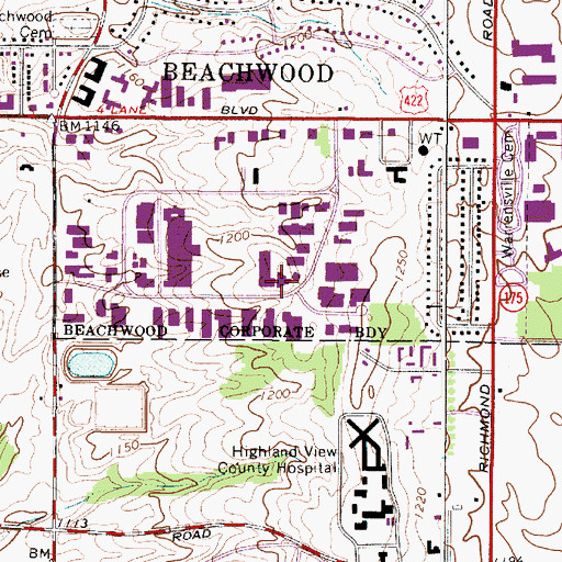 Topographic Map of Mercantile Building, OH
