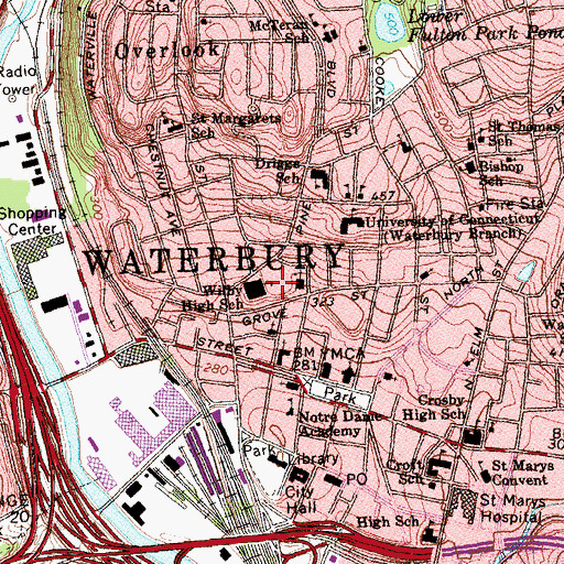 Topographic Map of Wilby High School, CT