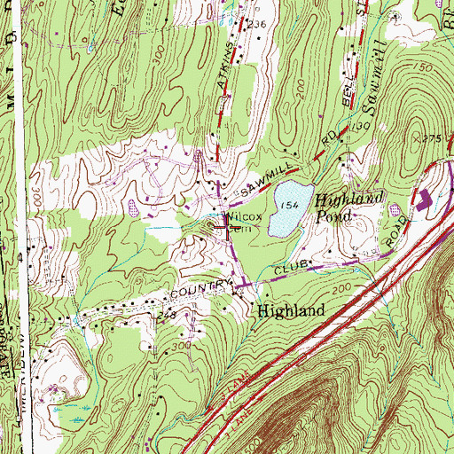 Topographic Map of Wilcox Cemetery, CT