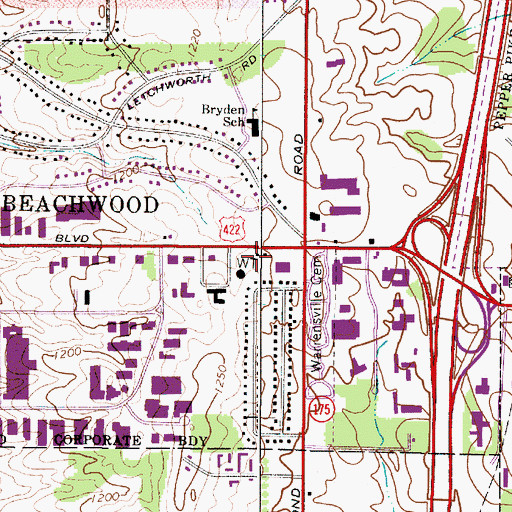 Topographic Map of Water Tower Plaza Building, OH