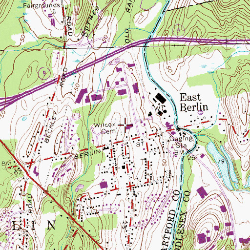 Topographic Map of Wilcox Cemetery, CT