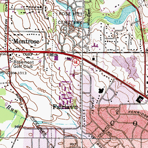 Topographic Map of Fairlawn City Hall, OH