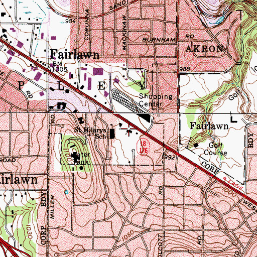 Topographic Map of Faith Lutheran Church, OH