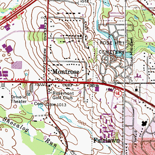 Topographic Map of Shops of Fairlawn Shopping Center, OH