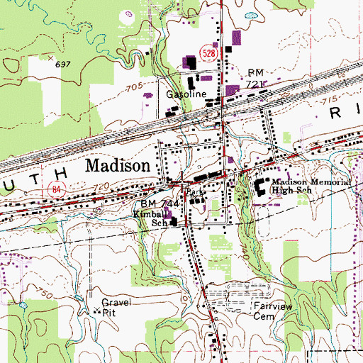 Topographic Map of Madison Village Hall, OH