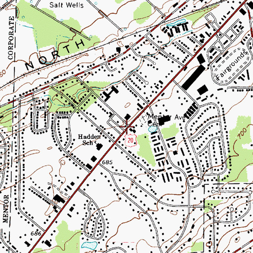 Topographic Map of Painesville Township Town Hall, OH