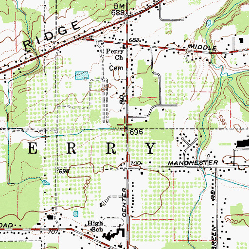 Topographic Map of Perry Township Town Hall, OH