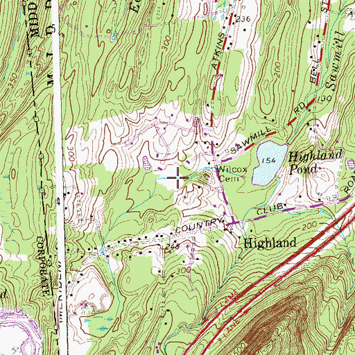 Topographic Map of Wilcox Pond, CT