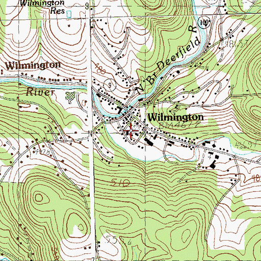 Topographic Map of Wilmington Fire Department, VT