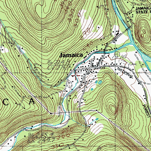 Topographic Map of Jamaica Fire Department, VT