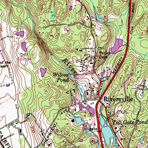 Topographic Map of Wilcox Pond, CT