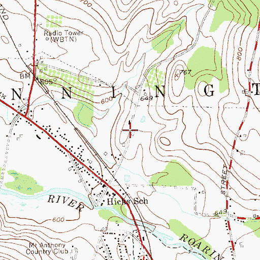 Topographic Map of Bennington Rural Fire Department Station 1, VT