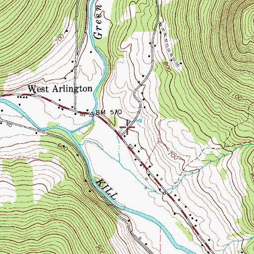 Topographic Map of Arlington Fire Department - West Station, VT