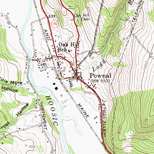 Topographic Map of Pownal Valley Fire Department - Central Station, VT