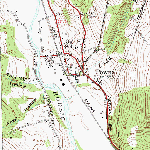 Topographic Map of Pownal Fire Protective Association, VT
