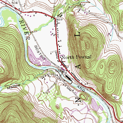Topographic Map of Pownal Valley Fire Department - North Station, VT