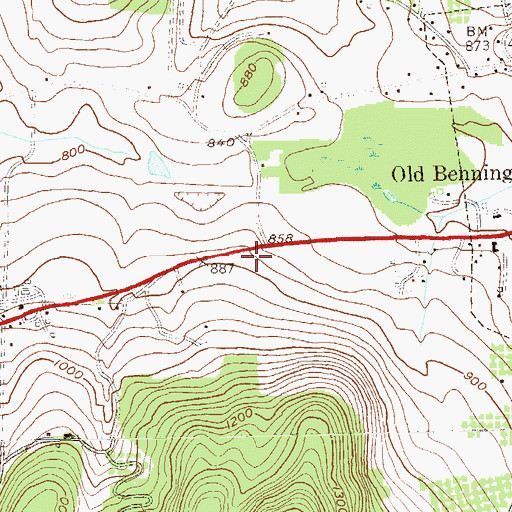 Topographic Map of Bennington Rural Fire Department Station 2, VT