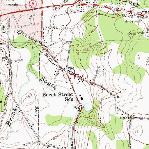 Topographic Map of Bennington Rural Fire Department Station 3, VT