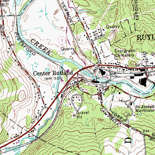 Topographic Map of Center Rutland Fire Department, VT