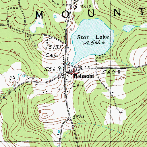 Topographic Map of Mount Holly Volunteer Fire Department Station 2, VT