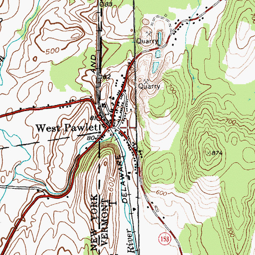 Topographic Map of West Pawlet Volunteer Fire Department, VT