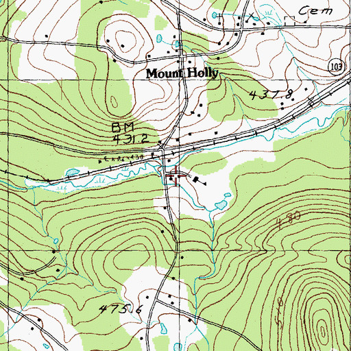 Topographic Map of Mount Holly Volunteer Fire Department Station 1, VT