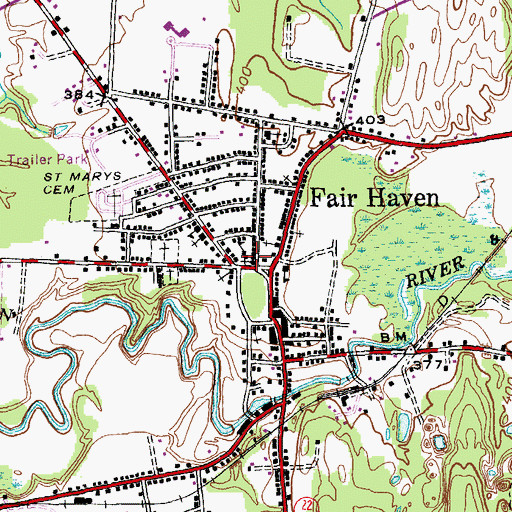 Topographic Map of Fair Haven Fire Department, VT