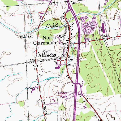 Topographic Map of Clarendon Volunteer Fire Association Station 1, VT