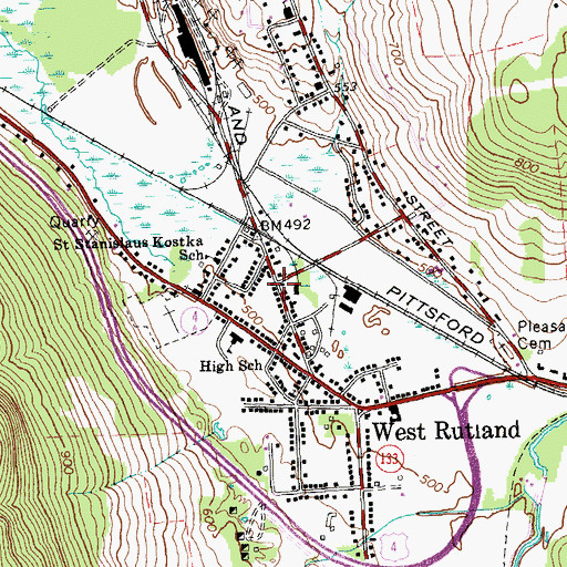 Topographic Map of West Rutland Fire Department, VT