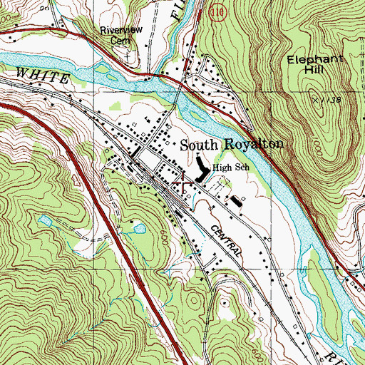 Topographic Map of South Royalton Fire Department, VT
