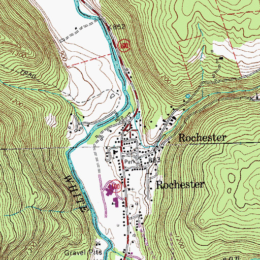 Topographic Map of Rochester Volunteer Fire Department, VT