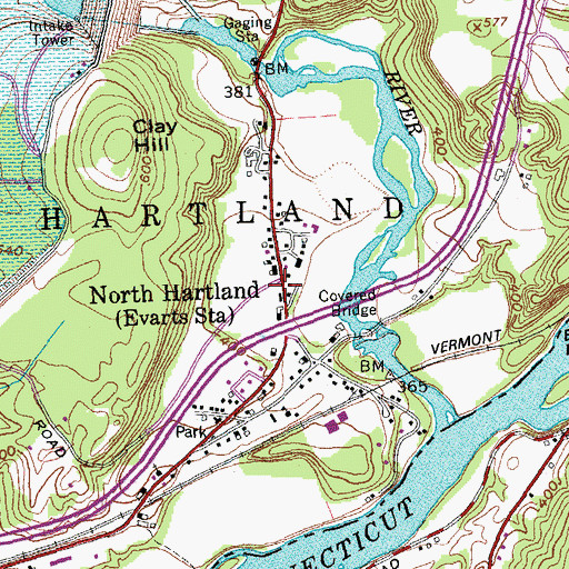 Topographic Map of Hartland Volunteer Fire Department and Rescue Squad Station 2, VT