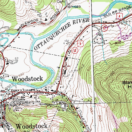 Topographic Map of Woodstock Fire Department, VT