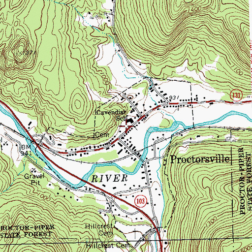 Topographic Map of Cavendish Fire Department - Proctorsville Station, VT